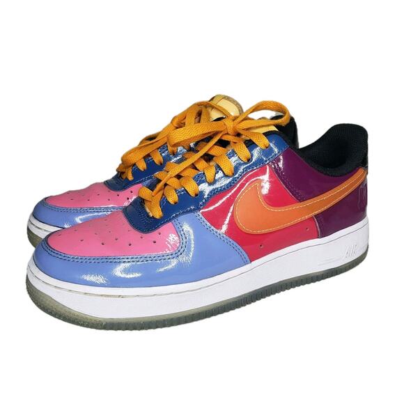 Nike Undefeated x Air Force 1 Low Total Orange Mens Sz 7 Sneakers Patent Leather - Picture 1 of 16